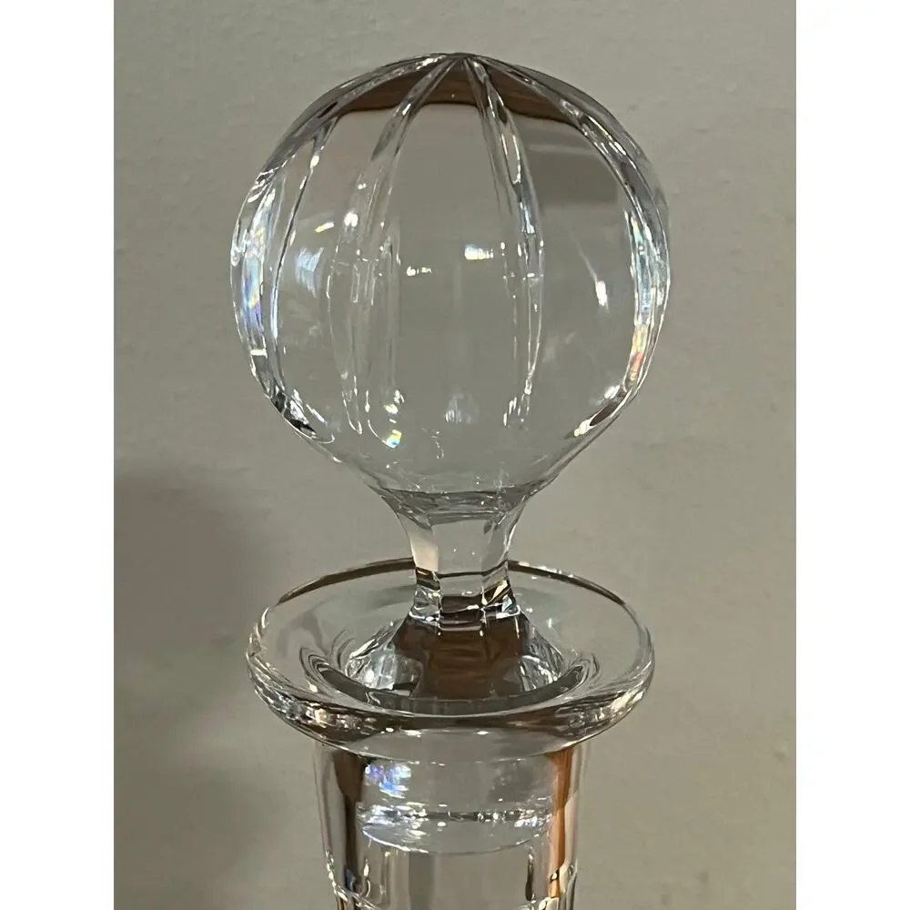 Vtg European Cut‎ Crystal Decanter w/ Globe Stopper Mid-Century Barware Elegant